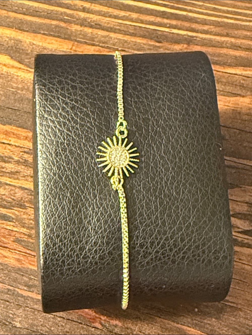 Gold Plated Sunburst Dainty Chain Bracelet - Elegant Women's Jewelry